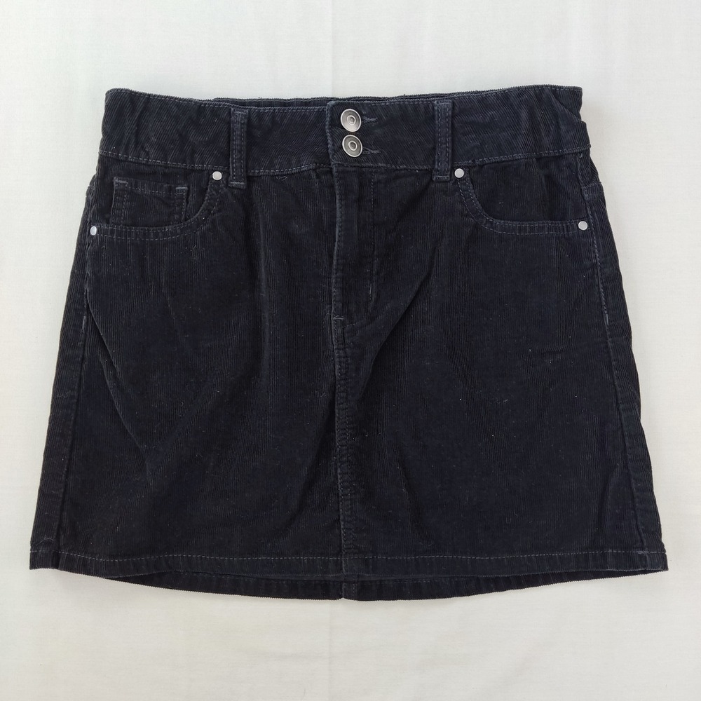 Wonder Nation Skirt Girls L 10-12 Plus Black Corduroy Mini Elastic Back 5-Pocket